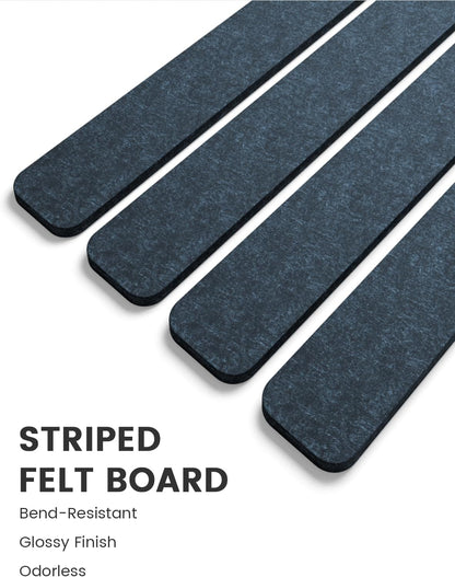 Fluxynara Cork Board Alternative Felt Strip Board 8-Pack 13"x2", Office Pin Board with 50 Push Pins, Adhesive Install for Bedroom Door & Home Office(Linen Dusk)