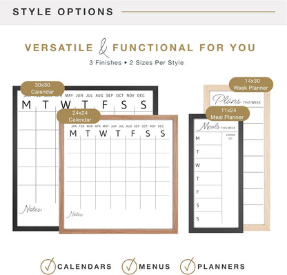 MCS Dry Erase Weekly Planner 11x24 Walnut Framed Calander Whiteboard for Wall, Plan Your Week with Family Weekly Planner for Dinners, Sports, Events & More