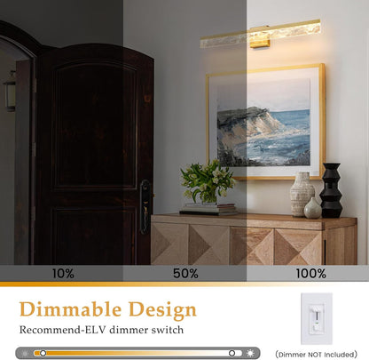 AIJIASI 39-Inch Brushed Gold Vanity Light Fixture, 28W Dimmable LED Modern Light Bar for Bathroom Mirror, Restroom, Bedroom (3000K)