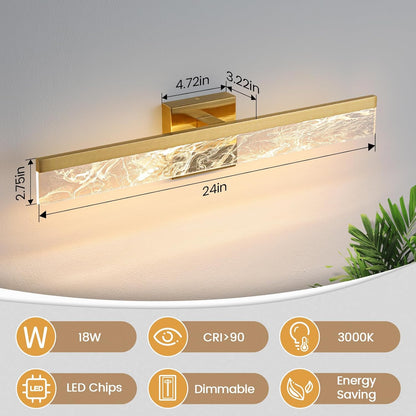 AIJIASI 39-Inch Brushed Gold Vanity Light Fixture, 28W Dimmable LED Modern Light Bar for Bathroom Mirror, Restroom, Bedroom (3000K)