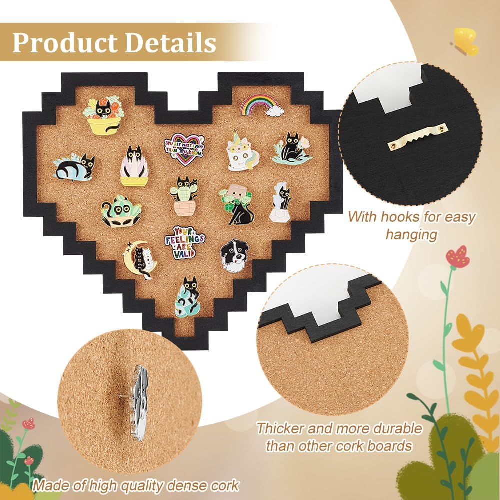 BENECREAT Pin Board Square Cork Board, 0.8inch Thick Bulletin Display Board Wall Mounted Cork Board for Brooch Pin Storage, Office Home Festival Wedding Decor, 7.8x7.8inch