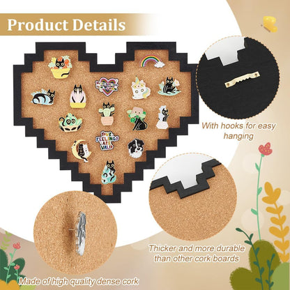 BENECREAT Pin Board Square Cork Board, 0.8inch Thick Bulletin Display Board Wall Mounted Cork Board for Brooch Pin Storage, Office Home Festival Wedding Decor, 7.8x7.8inch