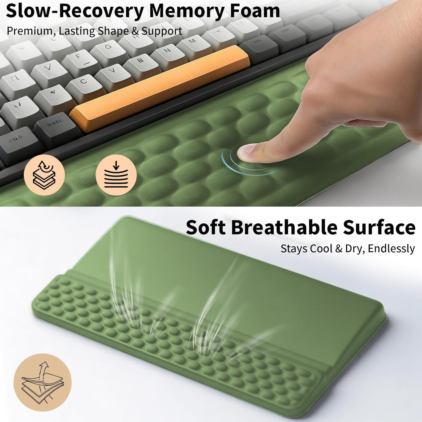 Keyboard Wrist Rest Stand Pad, Soft Memory Foam Ergonomic Computer Wrist Support, Keyboard Riser Hand Rest Cushion Holder Gaming Typing Coding Desk Accessories for Home Office School（Black）