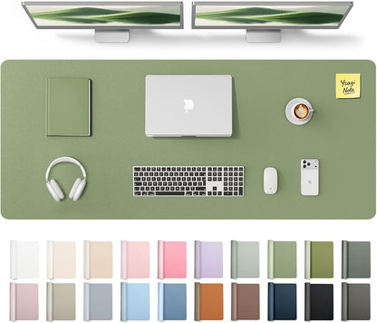 YSAGi Leather Desk Pad Protector, Large Mouse Pad, Non-Slip PU Leather Desk Blotter, Waterproof Writing Pad for Office and Home (31.5" x 15.8", Eggshell) - Colors A
