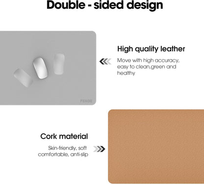 Fenge Desk Pad Mat, Water Resistant Mouse Pad, Double-Sided Mouse Mat with Anti-Slip Cork Base, Faux Leather Desk Blotter for Home Office, Laptop, Mouse, 23.6 x 13.8 Inches, Black