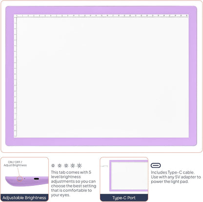 iVyne Rechargeable A4 Light Pad for Tracing & Weeding - LED Light Board for Weeding Vinyl - for Cricut Vinyl Weeding Tools - Ultra-Thin & Portable - Perfect for Artists & Crafters - Pink