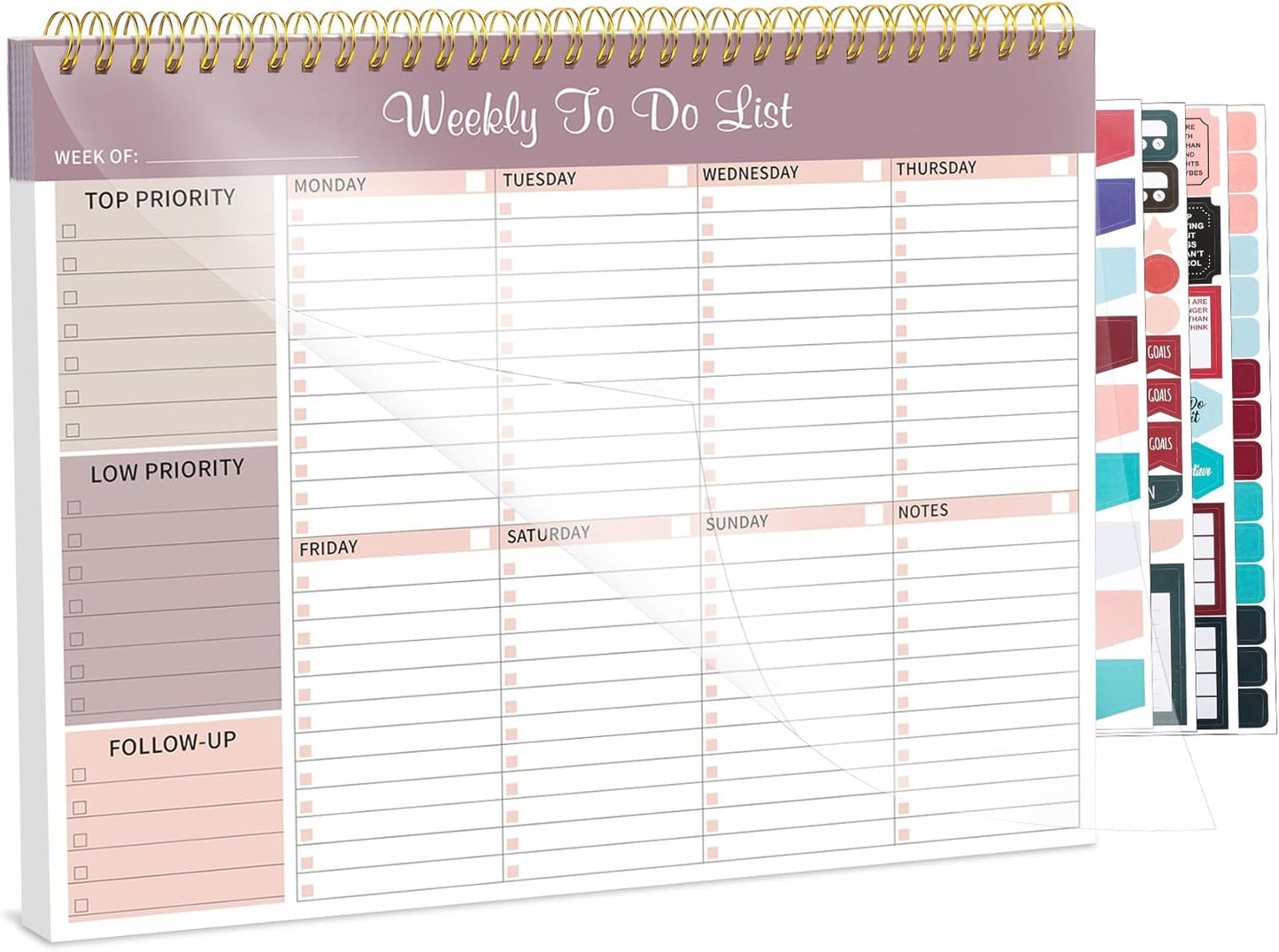 Weekly To Do List Notepad, 8.5''x11'' Weekly Desk Planner with 52 Tear Off Sheets Undated Weekly Planner Habit Tracker & Productivity Organizer for Home School and Work, Light Green