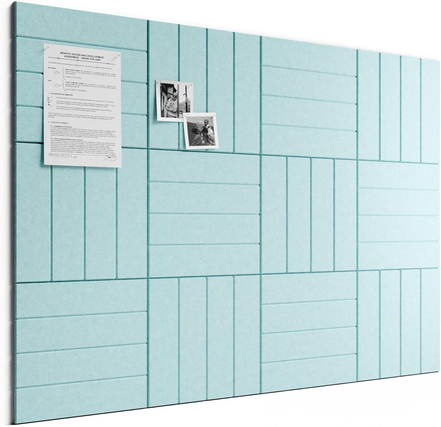 Bumusty Large Cork Board Alternative-48 x 36" Felt Bulletin Board Tiles, with 30 Pushpins, 70 Adhesive Tabs, Bold-Stripe 12-Pack, Cork Boards for Office Push Pin Board Felt Board-Carbon Blue