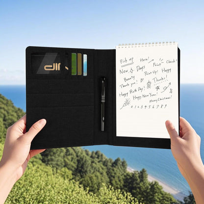 Journal Cover for Rocketbook Flip | 6"x9" Steno Pad Holder & Top Spiral Notebook Cover | Waterproof Folio with Pen Loop & File Pocket for A5, Executive Size Notebooks (Black)