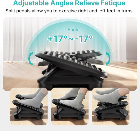 PEGZONE Foot Rest Under Desk with Massage Texture and Roller, Ergonomic Foot Stool with 2 Height Position, Adjustable Foot Rest for Under Desk at Work, Black