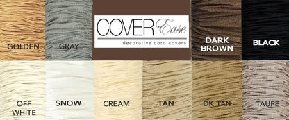 Cream COVEREase Lamp Cord Cover 9 ft Faux Silk Fabric Cover - Cable Sleeve, Wire Cover, Cord Hider for Cable Management for Electrical Lighting Fixtures. (1 PK)