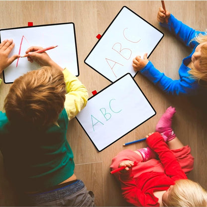 Desktop Dry Erase Board,12" X 9" Small White Board,Portable whiteboard with Stand, Marker and Eraser Wipe, A4 Notebook White Board Easel for Kids Drawing on Desk, for Students Shool (Black)