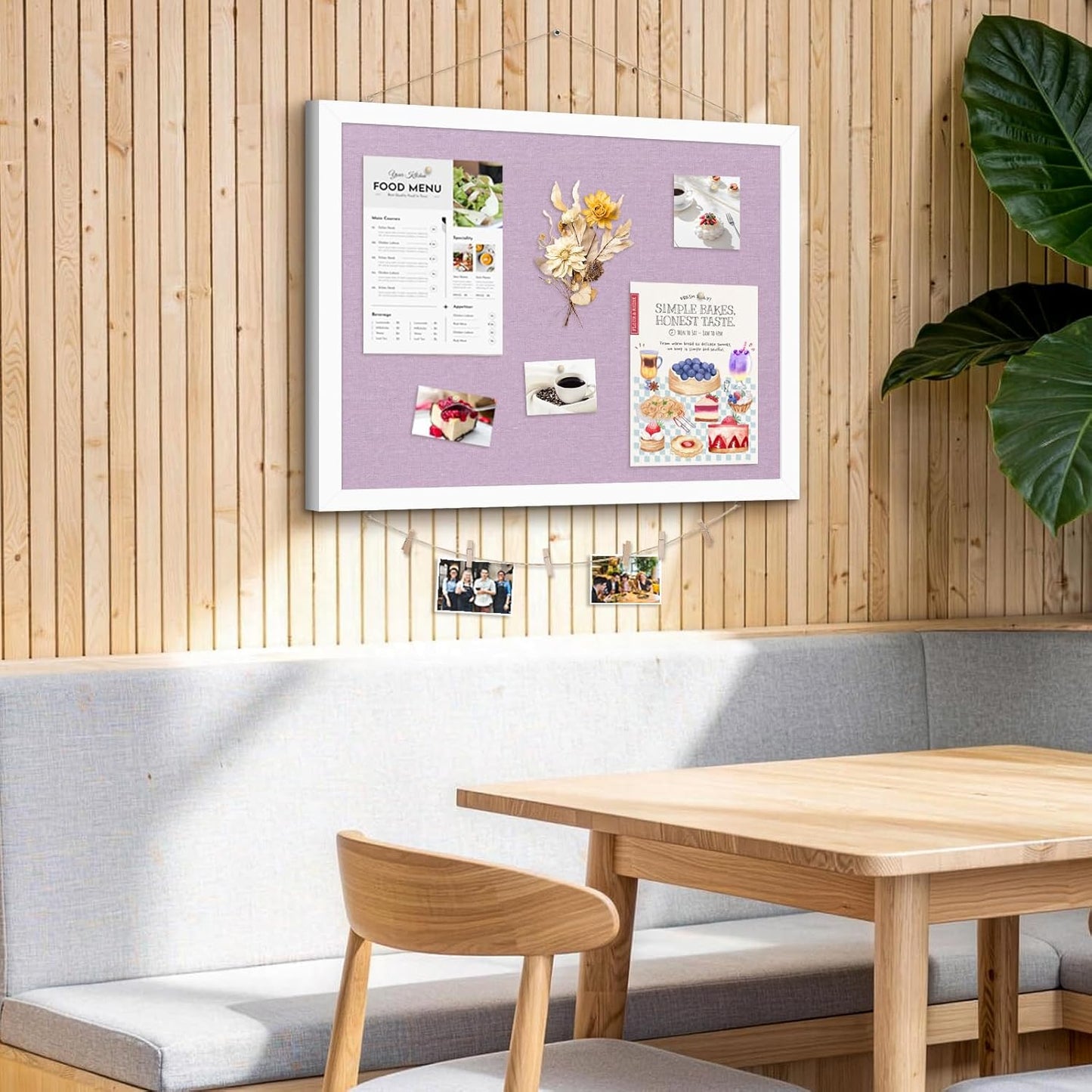 DOLLAR BOSS Bulletin Boards with Linen 1-Pack 16''X 12'' Double-Sided Cork Board for Walls Wood Framed Bulletin Boards, Small Pin Board for Home Kitchen Office Decorative Hanging 10 Pushpins
