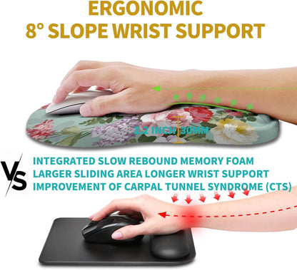 Hokafenle Ergonomic Mouse Pad Wrist Support, Wrist Rest Mousepad for Carpal Tunnel Pain Relief with Integrated Memory Foam Slope Massage Bulge (11.8x7.9 inch,Topographic Contour)