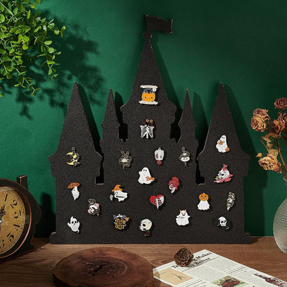 BENECREAT Castle Pin Board Cork Board, 14.2x11.8inch Bulletin Display Board Brooch Jewelry Display Cork Tray for Brooch Pin Collection Display, Office Home and School Decor