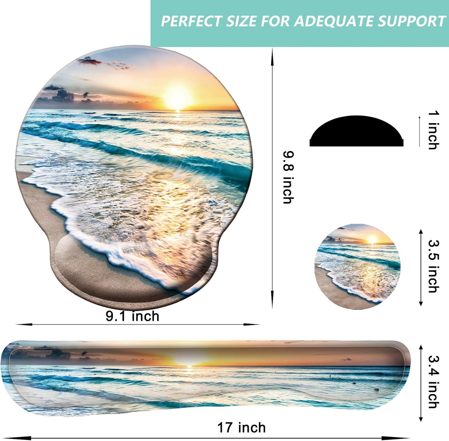 Keyboard Wrist Rest Pad Mouse Pad with Wrist Support Set of 3, Mousepad with Non-Slip Rubber Base, Ergonomic Memory Foam Mouse Wrist Cushion Support for Home Office Laptop Computer Gaming, Forest