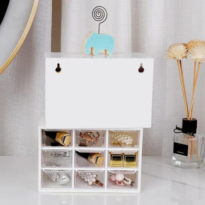 Feadily 2PCS Small Drawer Organizer for Desk, Desktop Drawer Organizer with 9 Clear Drawers, Plastic Desktop Storage Drawers 7.1 Inch x 3 .9 Inch x 4.7 Inch, White