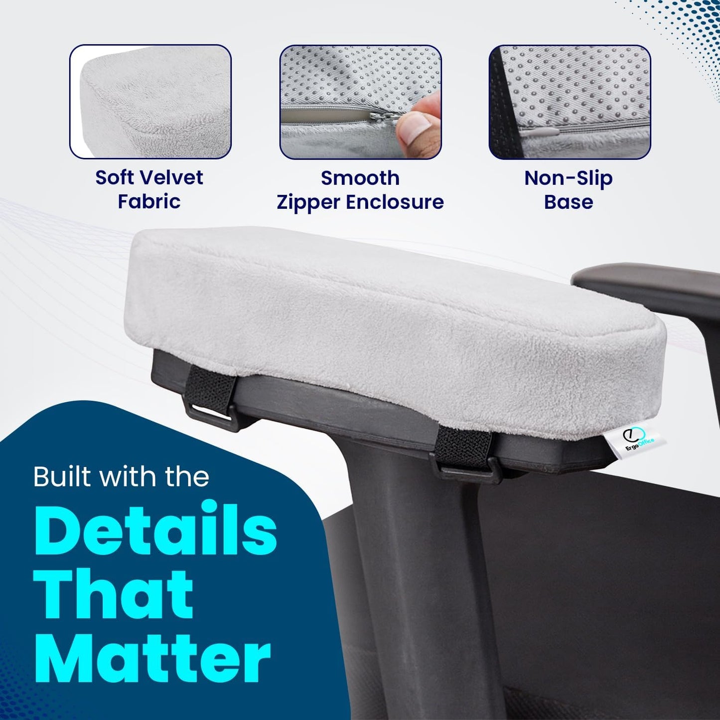 Thick Memory Foam Office Chair Arm Pads - Office Chair Armrest Covers Provide Elbow Cushion and Relieve Pressure - Ergonomic Desk Chair Arm Covers - Gaming, Computer Chair Rest Pads (Set of 2) (Black)