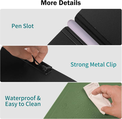 SITHON Foldable Clipboard Folder with Pen Slot, 360° Rotating PP Writing Pad with Dual Low Profile Metal Clips, Durable A4/Letter Size Document Folder for Nurses Classroom Business Office