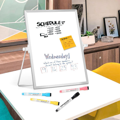 Dry Erase Magnetic White Board, 16" x 12" Double-Sided Desktop Whiteboard with Stand, Portable Small Whiteboard Set for Drawing, Office, Home