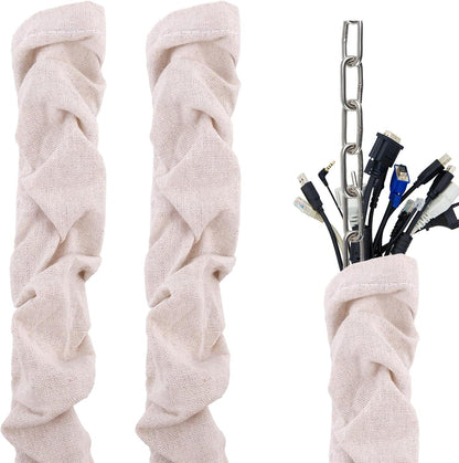 Fabric Cord Cover, 180x14cm/70.9x5.5in Linen Cable Sleeve for Chandelier Chain Lamp Wires TV Cords & Home Cable Management