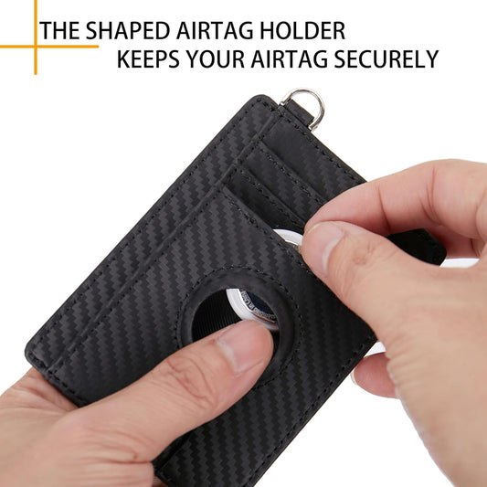 LinsCraft Slim Minimalist AirTag Card Wallet for Men & Women, Small Leather Front Pocket Wallet with AirTag Holder, RFID Blocking, Credit Card Holder