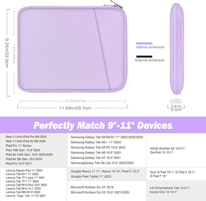 MoKo 9-11 Inch Tablet Sleeve Case, Fits New 11inch iPad Air M4/Pro M5, iPad A16 11", i-Pad 10/9/8/7th/Air 5/4th 10.9"/10.2", Tab S9/S8 11", Protective Bag Carrying Case with Pocket, Dark Gray