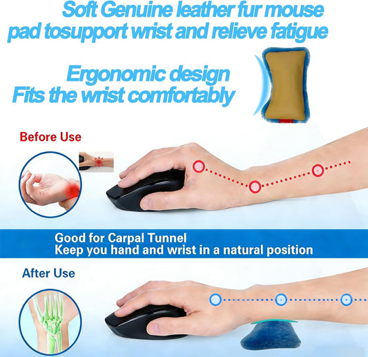Vogana 1 Piece Mouse Soft Wrist Rest| Made from Suede and Mouse Support 100% Wool fillingr| for Computer, Laptop, PC Gaming Grey
