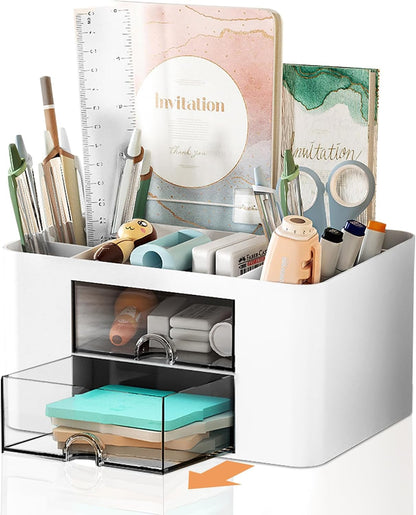 Cayxenful Pencil Holder For Desk,5 Slots 360°Degree Rotating Desk Organizers And Accessories,Desktop Storage Stationery Supplies Organizer, Cute Pencil Cup Pot For Office, School, Home (C-Blue)