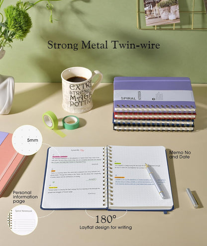 Graph Spiral Journal Notebook, A5 Hardcover Spiral Journals for Women Men, 100 GSM Graph Paper Notebooks, 150 Pages Spiral Bound Grid Notebook for Writing Note Taking Work 5.75" x 8.38" Olive Green
