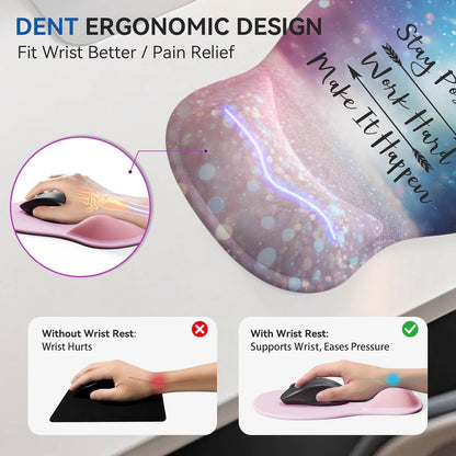 Ergonomic Mouse Pad with Wrist Rest,Cute Gel Mousepad Wrist Support - Small Mini Portable for Travel Mouse Pads for Desk Laptop,Computer,Office & Home Decor (Pink&Light Pink)