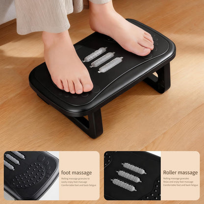 Ergonomic Foot Rest with Massage Rollers - Non-Slip Desk Foot Stool for Office/Home, Fixed-Angle Cushioned Support Improves Posture & Circulation, Under Desk Comfort for Long Sitting Sessions