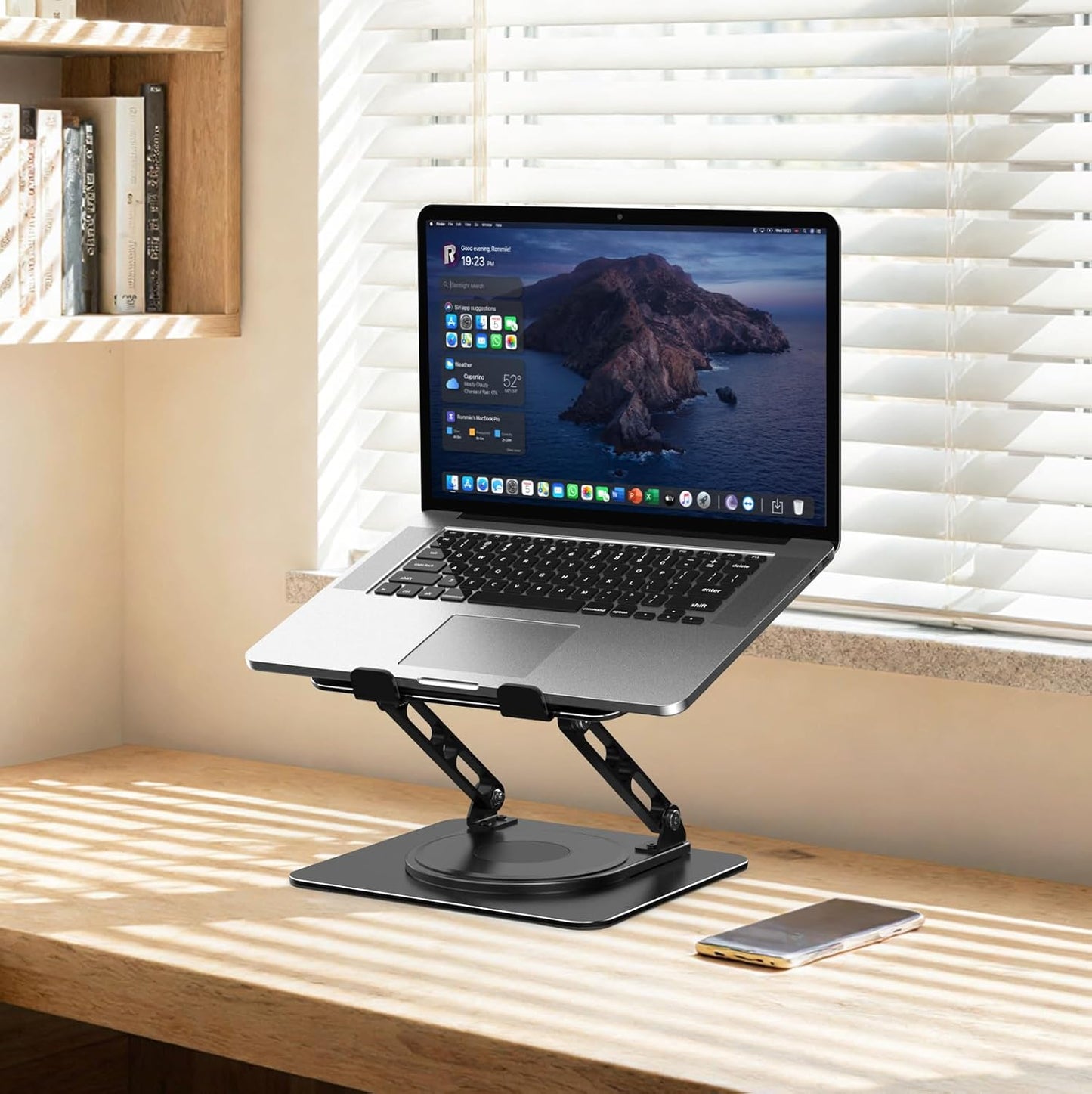 Adjustable Laptop Stand for Desk, Metal Foldable Laptop Riser Holder, Portable Desktop Book Stands, Ventilated Cooling Computer Notebook Stand Compatible with 10-15.6” Laptops