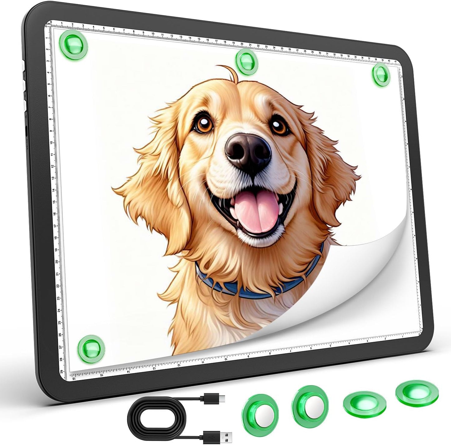 Zocelight Rechargeable A4 Tracing Light Box with Padded Case,Ultra Bright Led Light Pad with Physical Button,Wireless Light Board for Diamond Painting,Dimmable 9000LUX Lightbox for Tracing and Drawing