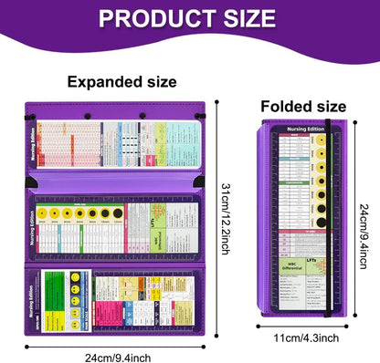 Vuzvuv Nursing Foldable Plastic Clipboard 3 Layers with Medical Edition Cheat Sheets, Pink Pocket Foldable Nurse Clip Boards Notepad for Students,Doctors and Medical Staff