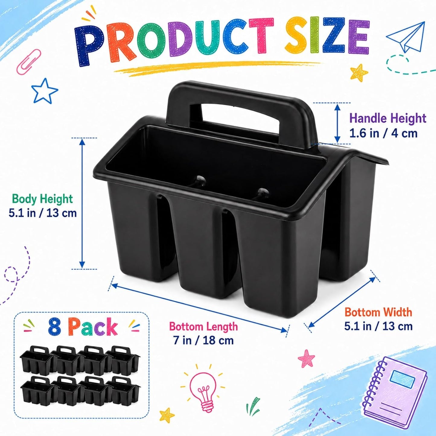 gisgfim 8 Pack Classroom Caddy Storage Basket with Handle 4 Compartment Storage Caddy Plastic Arts Crafts Caddies Protable Classroom Craft Caddies for Kids Schools Art Craft Supplies(Pastel)