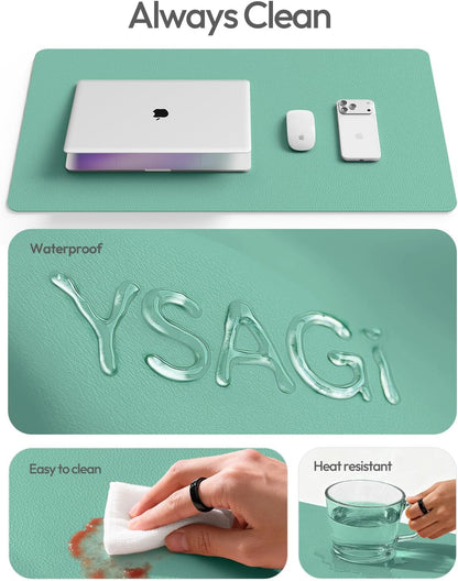 YSAGi Leather Desk Pad Protector, Large Mouse Pad, Non-Slip PU Leather Desk Blotter, Waterproof Writing Pad for Office and Home (31.5" x 15.8", Eggshell) - Colors A