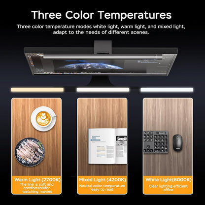 Monitor Light Bar，Computer Light Bar， Dimmable Screen USB Reading Lamps, Suitable for Flat-PanelDisplays of Different Sizes, USB Powered,No-Glare Eye Protection Home Office LED Work Light