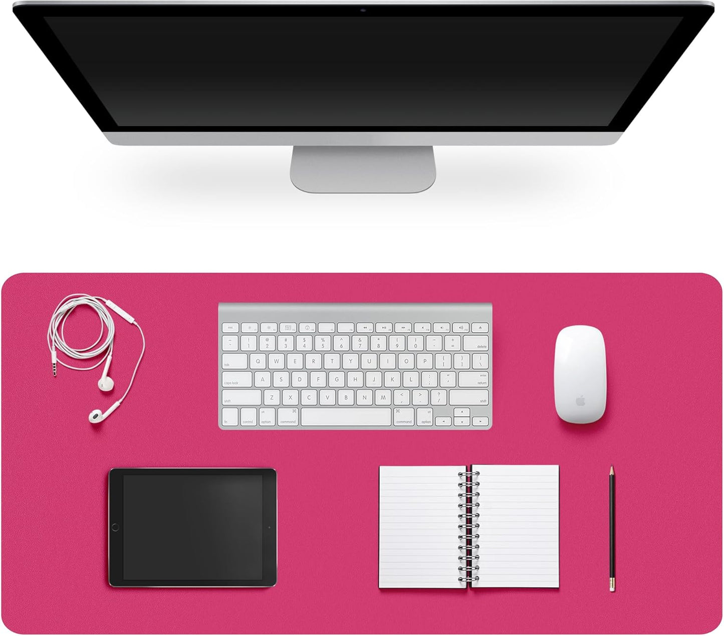 Leather Desk Pad Protector,Non-Slip Desk Pad,on-Slip PU Leather Large Mouse Pad,Easy Clean Desk Protecor Mat,Writing Pad for Office Work/Home/Decor(Black, 23.6" x 13.7")