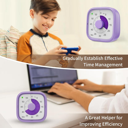 Visual Timer, Pomodoro Timers for Kids Adults, 60-Minute Countdown Desk Timer for Productivity, Silent ADHD Timer for Kids Toddlers, Kitchen for Cooking