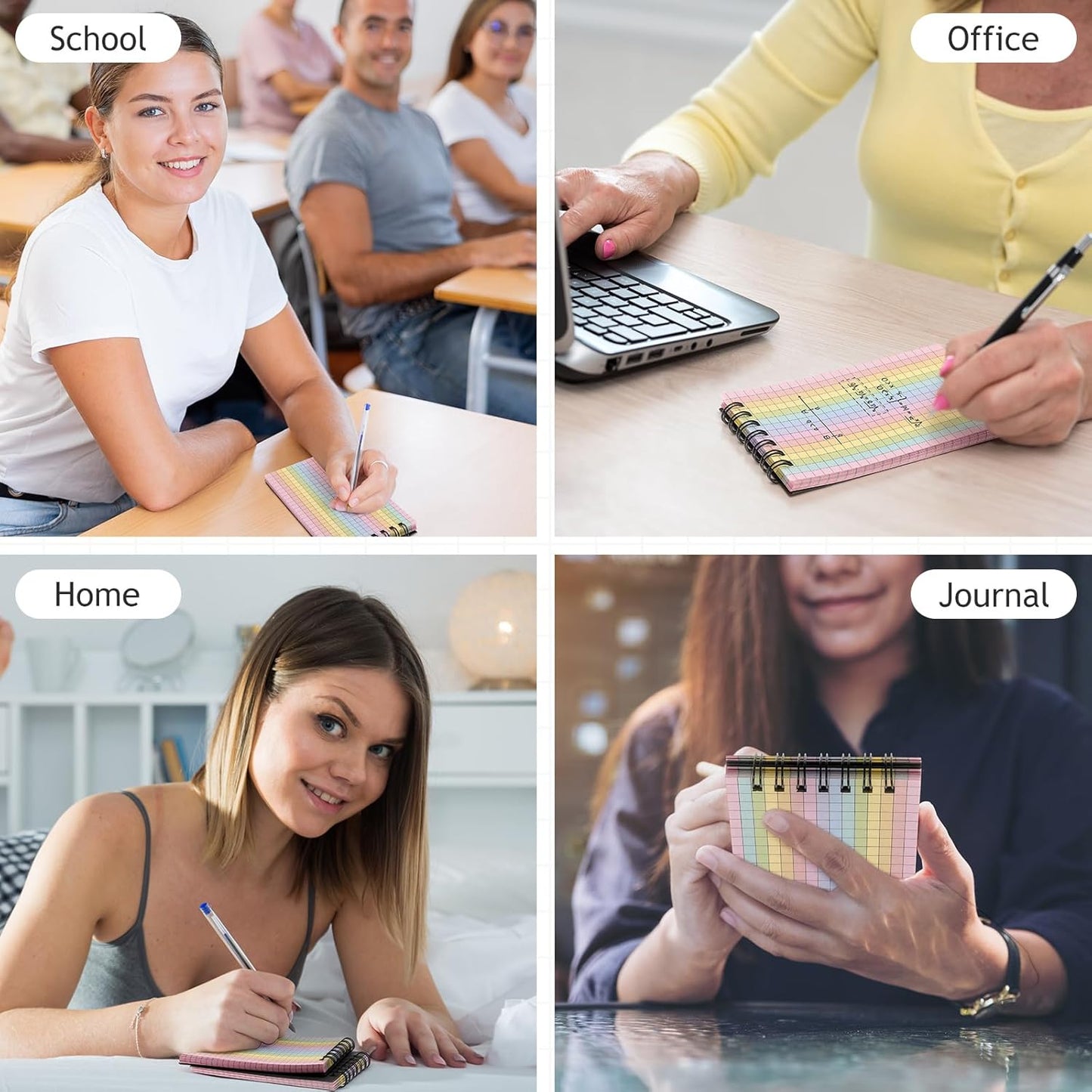 Jutom 2 Pcs Mini Pocket Notebooks Bulk 3x5 Graph Paper Top Spiral Notebook 120 Pages 80 Gsm Mini Grid Notepads for Personal Organizers Home Classroom Business Work Supplies (Kraft)