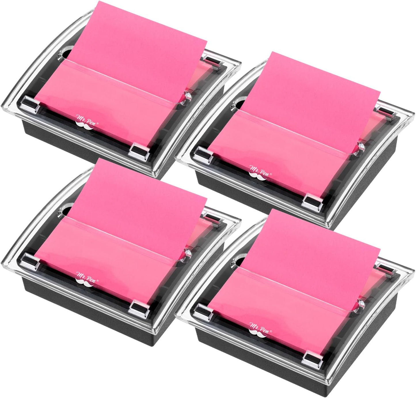 Mr. Pen- Pop Up Note Dispenser, 3" x 3", 2 Pack, Black Base, Clear Top, Sticky Note Dispenser, Sticky Note Holder for Desk