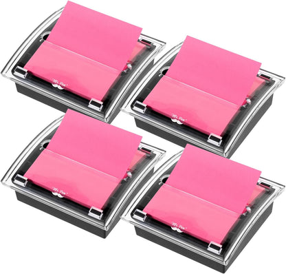 Mr. Pen- Pop Up Note Dispenser, 3" x 3", 2 Pack, Black Base, Clear Top, Sticky Note Dispenser, Sticky Note Holder for Desk