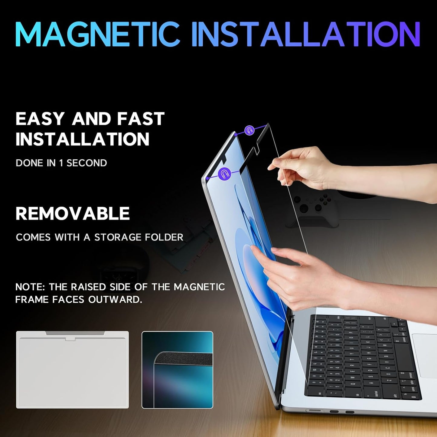 13.8 Inch Magnetic Privacy Screen for Microsoft Surface Laptop 7, Removable Anti Glare Screen Protector, Blue Light Computer Filter, Anti Spy Easy Install