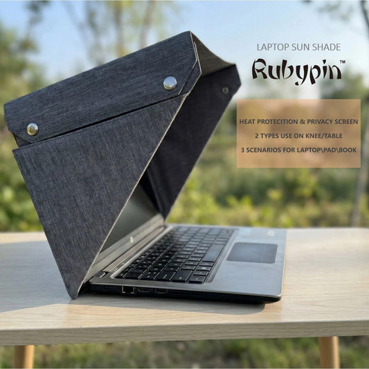 4-in-1 Laptop Sun Shade Hood – Screen Privacy Cover, Anti-Glare & Heat Protection, Contrast Enhancement – Fits 12”/13”/14”and 15" -16" Laptops, Self-Standing Design, Portable and Foldable,Gray