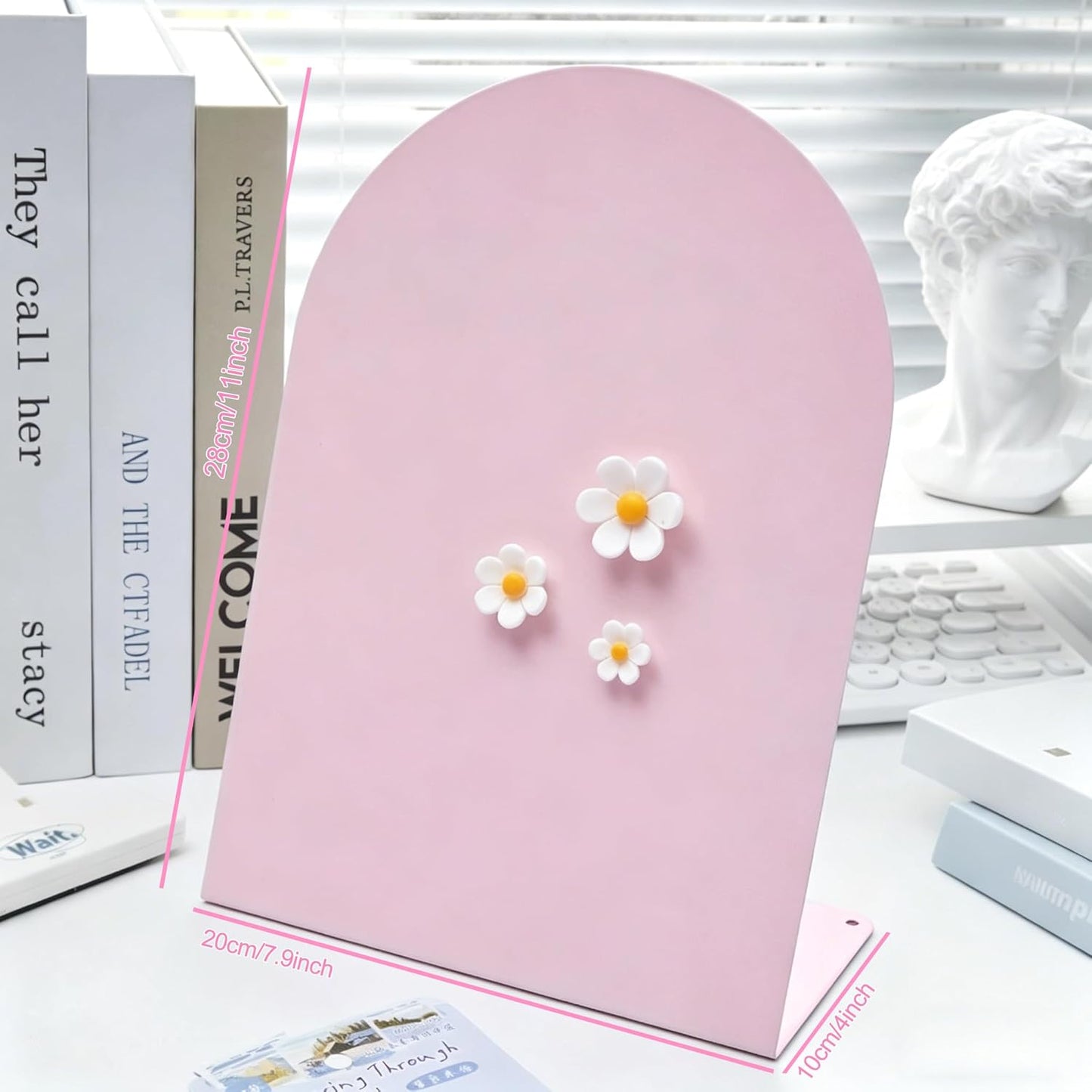 2 Pack Magnetic Bulletin Board with Stand, Magnetic Board, Magnet Board, Metal Tabletops Memo Photos/Souvenir Display Board Magnet Desk Display Stand for Home School Office Kitchen Decoration