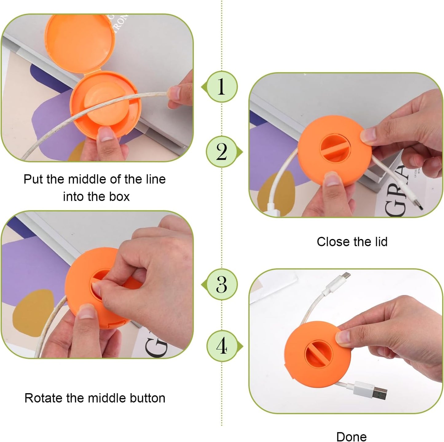 7PCS Cable Management, Retractable Portable Cord Organizer, Flexible Cable for Home Office Classroom (Round+Square)