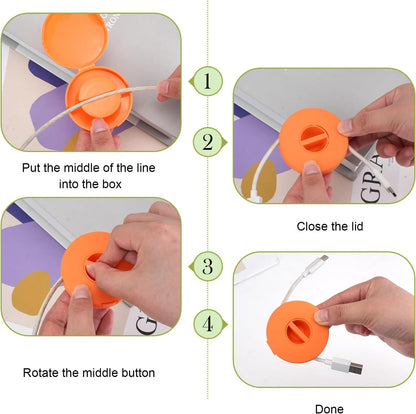 7PCS Cable Management, Retractable Portable Cord Organizer, Flexible Cable for Home Office Classroom (Round+Square)
