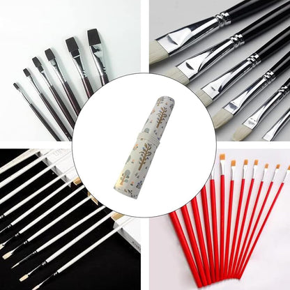 Paint Brush Holder Storage 20 Slots,Art Brush Roll Canvas Pouch,Roll Up Brush Bag Case,Paint Storage Canvas Pouch for Watercolor Gouache