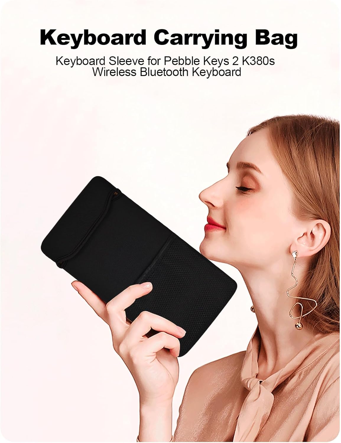Carrying Bag Keyboard Travel Protective Sleeve Waterproof Neoprene Case for Logitech Pebble Keys 2 K380s Wireless Bluetooth Keyboard